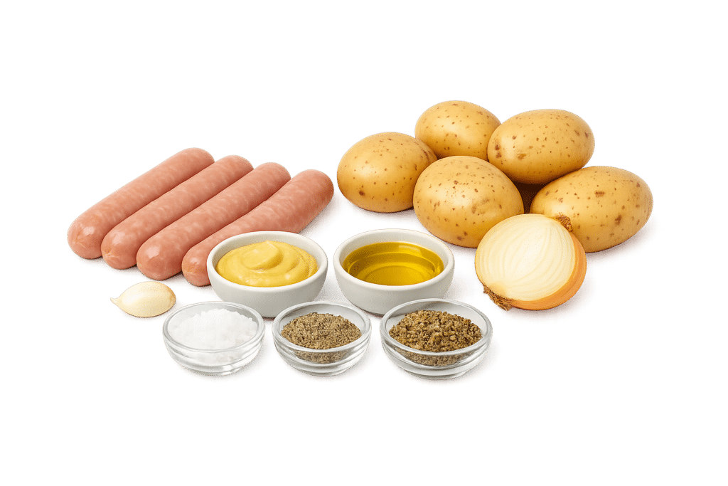 Saucisses au four avec pommes de terre et moutarde