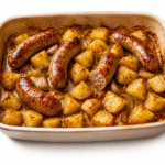 Saucisses au four avec pommes de terre et moutarde