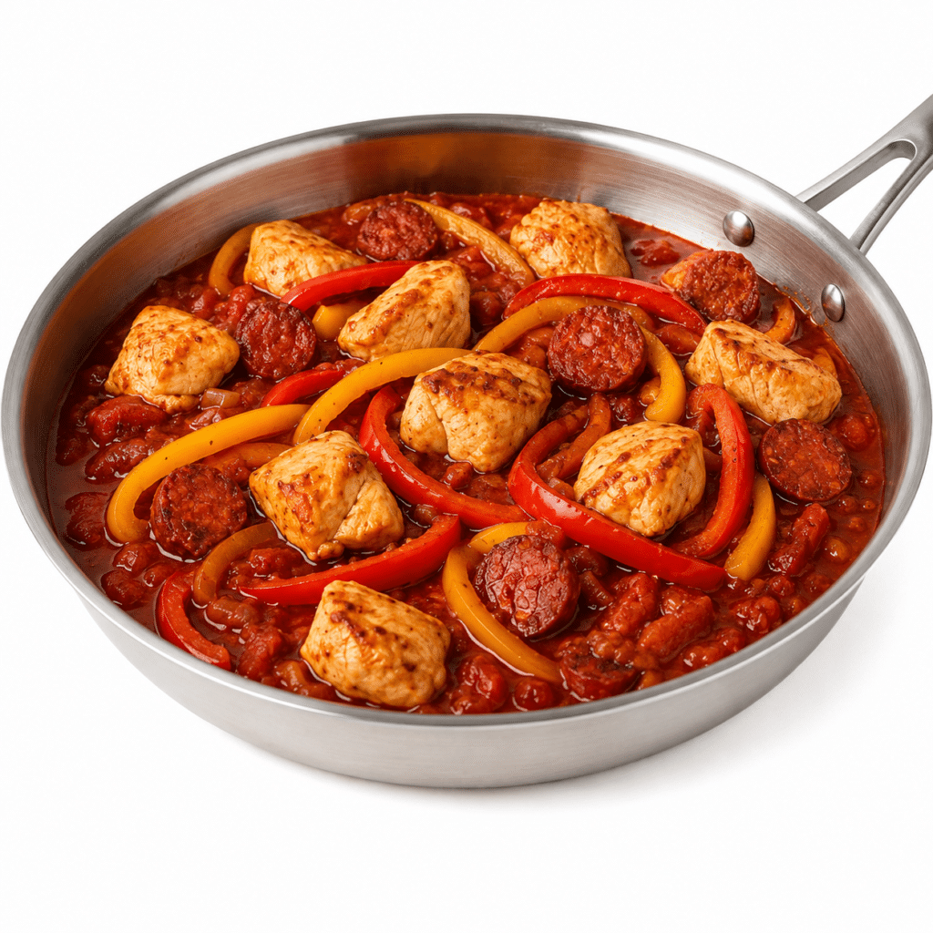 POULET SAUTÉ AUX POIVRONS & CHORIZO