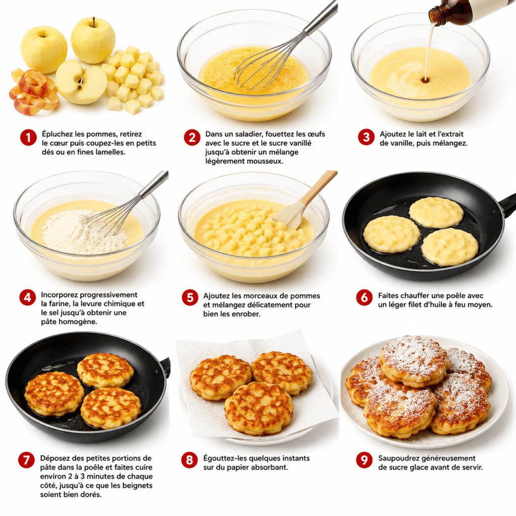 Beignets aux pommes cuits à la poêle : moelleux, dorés et ultra gourmands 3 Beignets aux pommes cuits à la poêle — Moelleux & Gourmands !