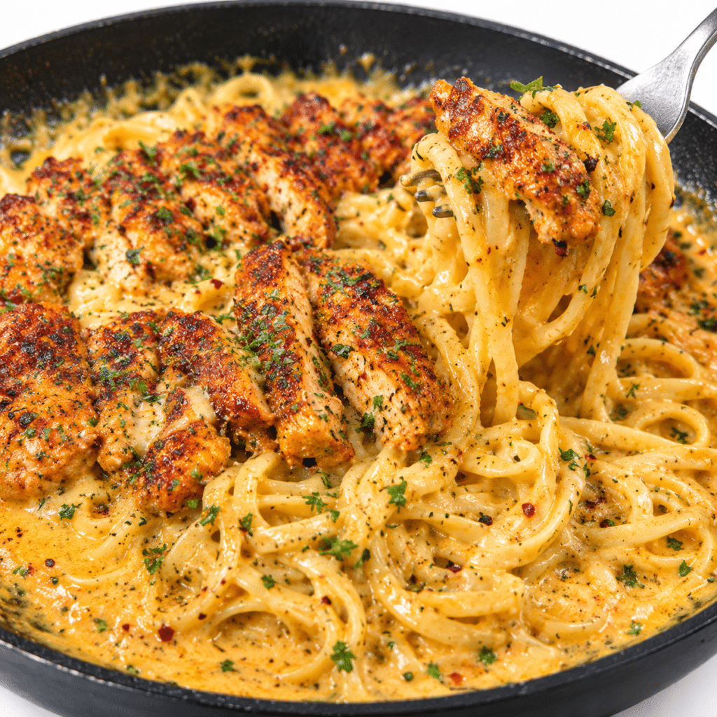 Garlic Chicken Linguine with Creamy Parmesan Cheese Sauce