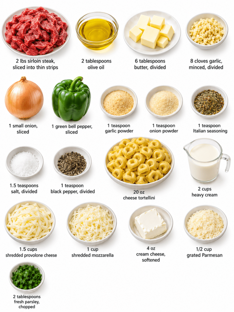 Easy Steak Tortellini Recipe with Creamy Provolone Garlic Sauce 2 Steak Tortellini Recipe with Creamy Provolone Garlic Sauce