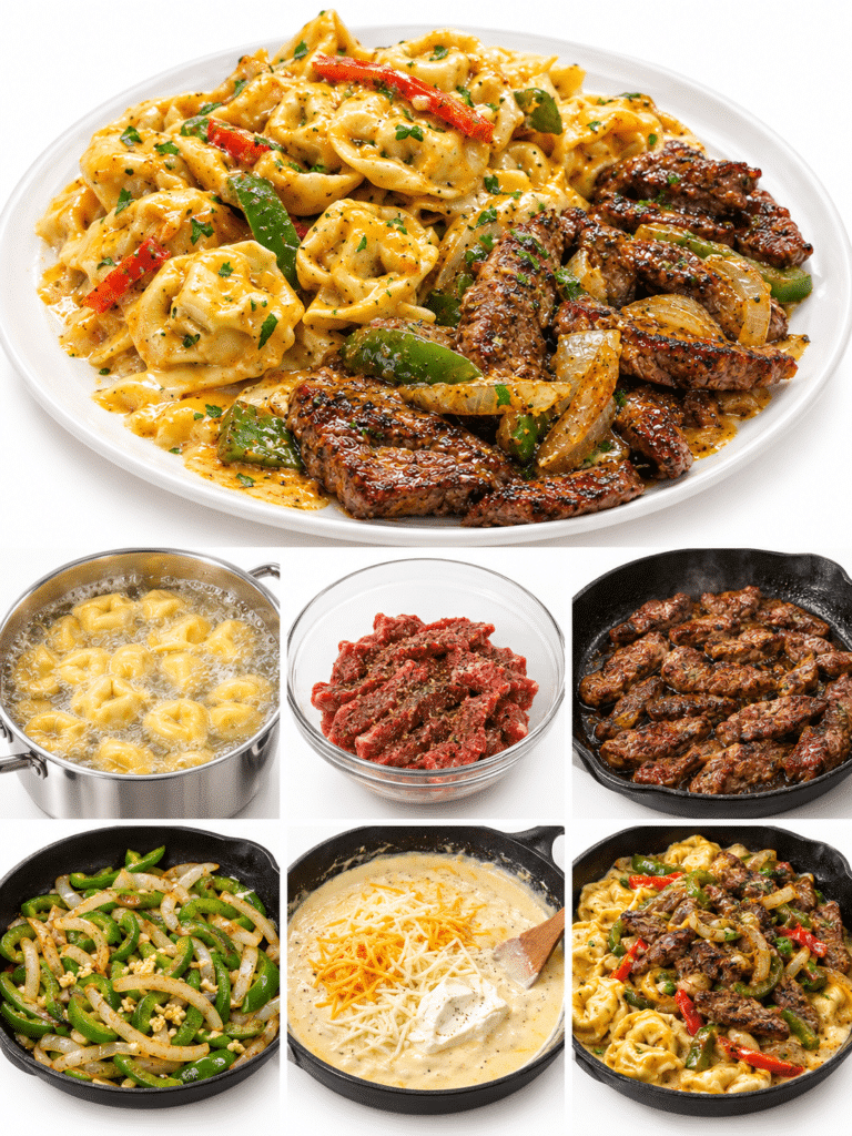 Easy Steak Tortellini Recipe with Creamy Provolone Garlic Sauce 3 Steak Tortellini Recipe with Creamy Provolone Garlic Sauce