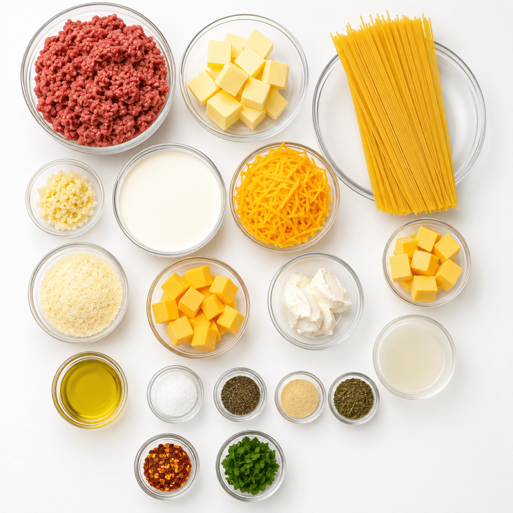 Cheesy Garlic Beef Spaghetti with Velveeta