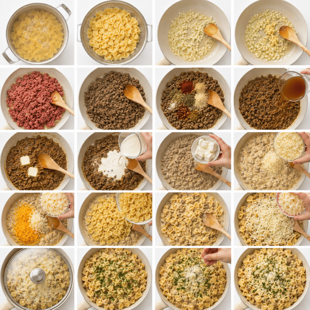 Creamy Garlic Butter Beef Pasta with Cheese