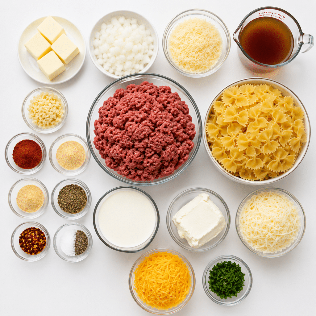 Creamy Garlic Butter Beef Pasta with Cheese