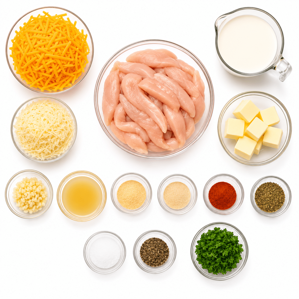 Cheddar Chicken with Garlic Butter Sauce