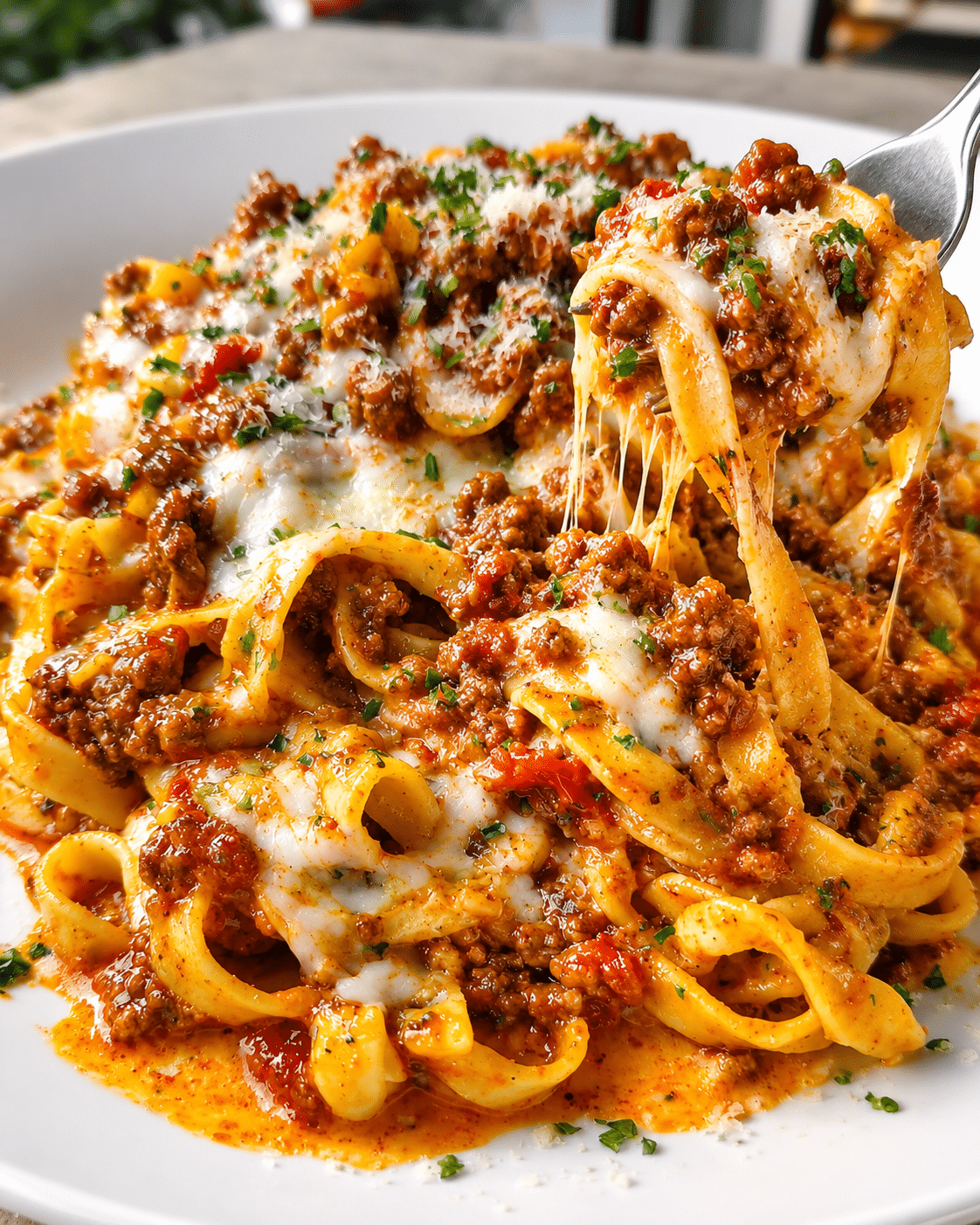 Garlic Butter Beef Fettuccine in Creamy Mozzarella Bolognese Sauce 5 Garlic Butter Beef Fettuccine in Creamy Mozzarella Bolognese Sauce