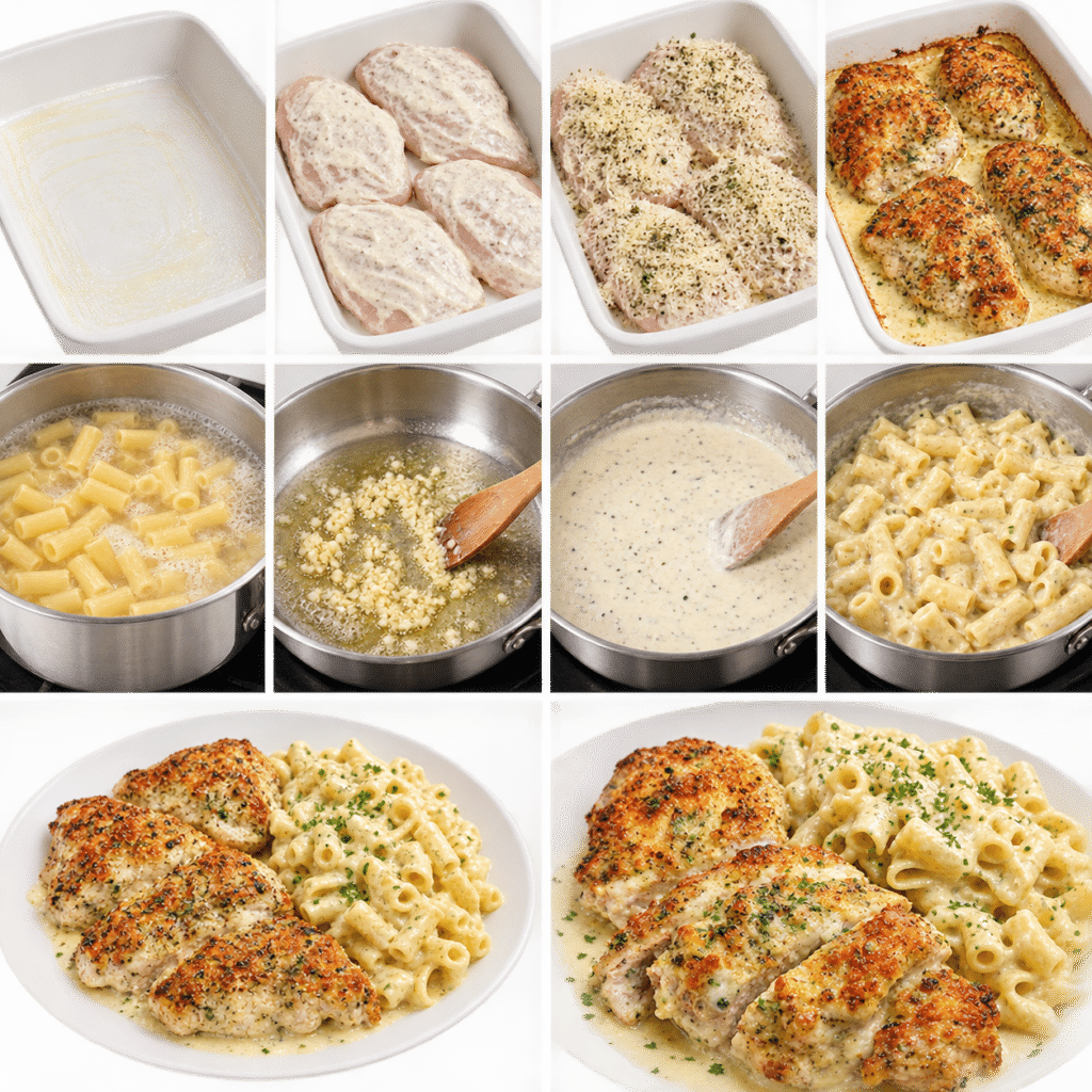 Baked Caesar Chicken with Creamy Parmesan Pasta 3 Baked Caesar Chicken with Creamy Parmesan Pasta
