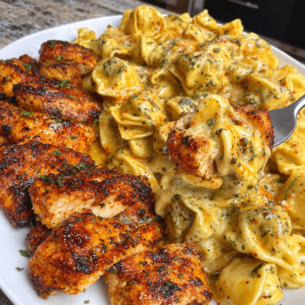 Garlic Butter Chicken Tortellini with Creamy Velveeta Mozzarella