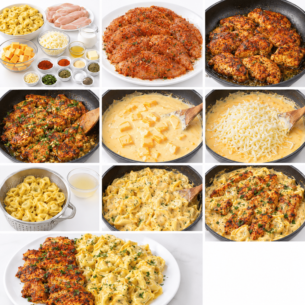 Garlic Butter Chicken Tortellini with Creamy Velveeta Mozzarella